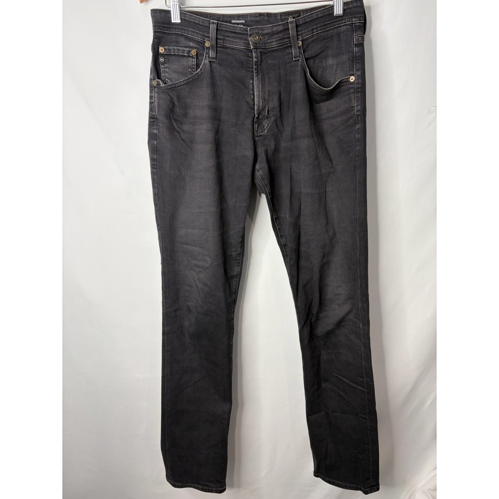 AG Adriano Goldschmied Graduate Tailored Leg Jeans Gray 31x32 Grunge Faded